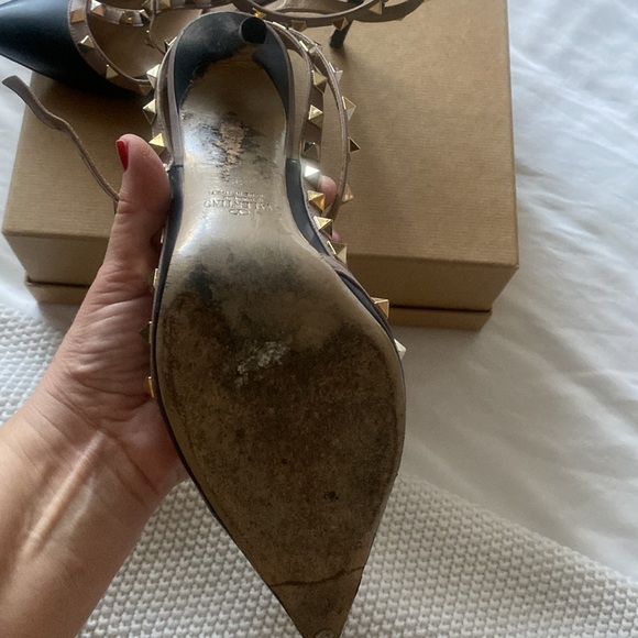 Valentino Black and Rock Studs Women's Heels - Picture 2 of 3